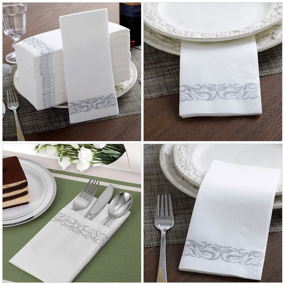 Serviettes de table pliables en papier vierge, 25 pièces, décoration de fête de mariage, en pulpe de bois, pour banquet d'invités