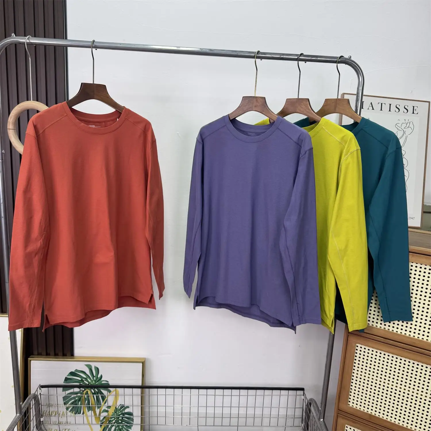 

Spring Summer Couple Sle Long Sve round Ne Qui Dry Outdoor T-irt Faionable All-Match Stand Fit Polyester Top