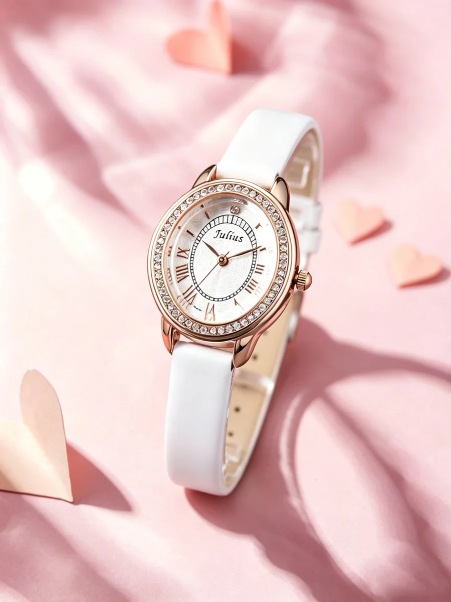 

Simple Small Oval Lady Women's Watch Quartz Hours Fashion Woman Clock Real Leather Bracelet Girl's Birthday Julius Gift
