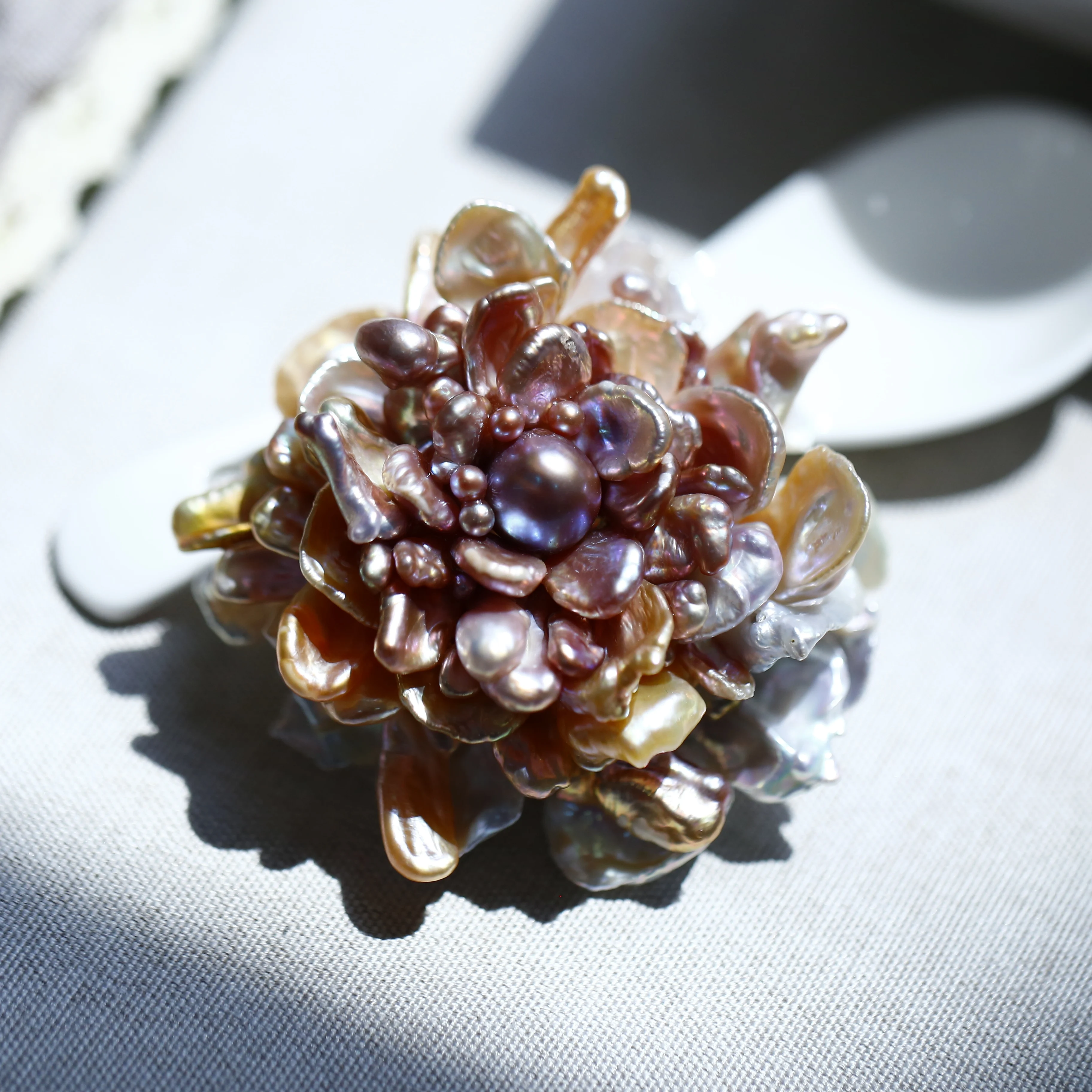 

Large-sized Natural Freshwater Pink Purple Original Hand-woven Flower Design Pearl Pendant Brooch Fine Jewelry Making