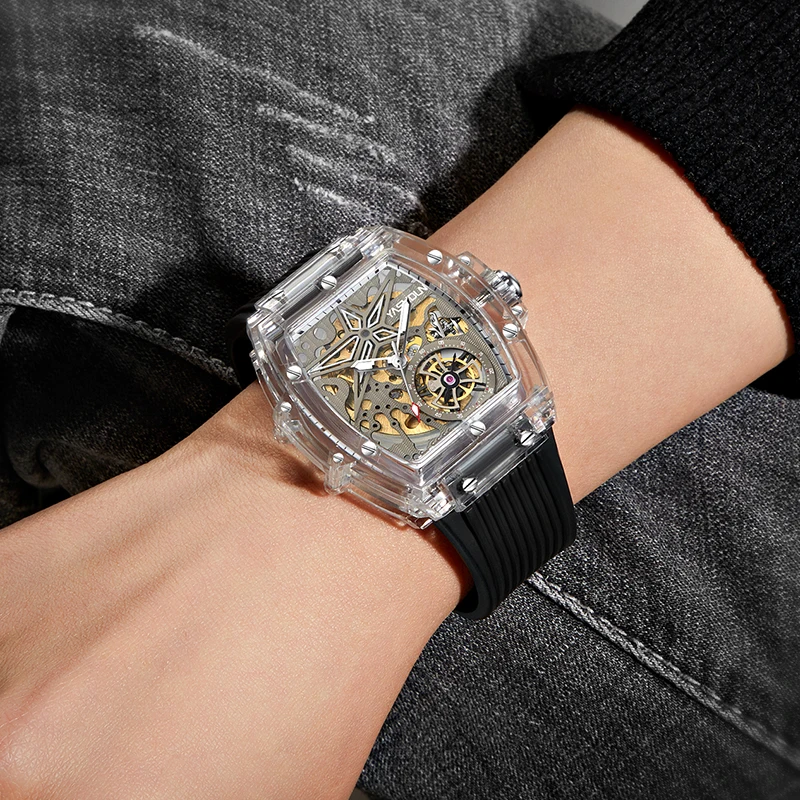 Trendy Brand Sports Style Outdoor Wine Barrel Style Fashionable Student Waterproof Night Light Mechanical Watch