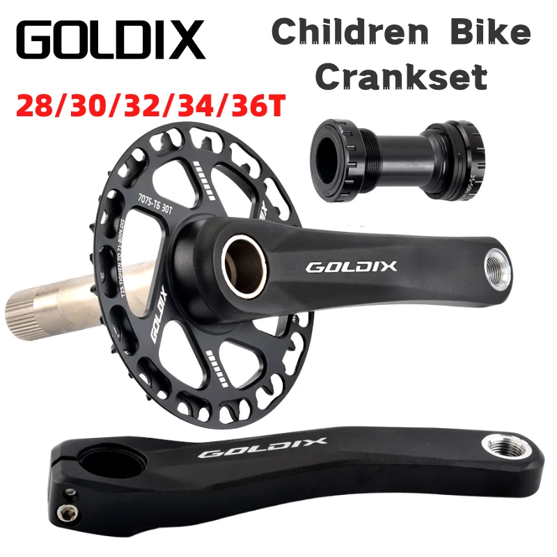 GOLDIX Children Bicycle Crankset 28/30/32/34/36T Chainwheel Ultralight Hollow Suitable for kid's Folding Bike forSHIMANOSRAM Set