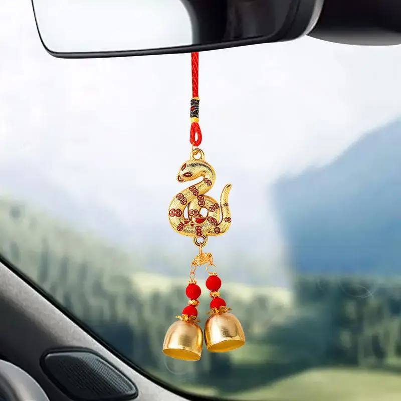 Red Tassels With Bell Portable Year Of The Snake Theme Car Pendant Automotive Interior Accessories Exquisite Rearview Mirrors