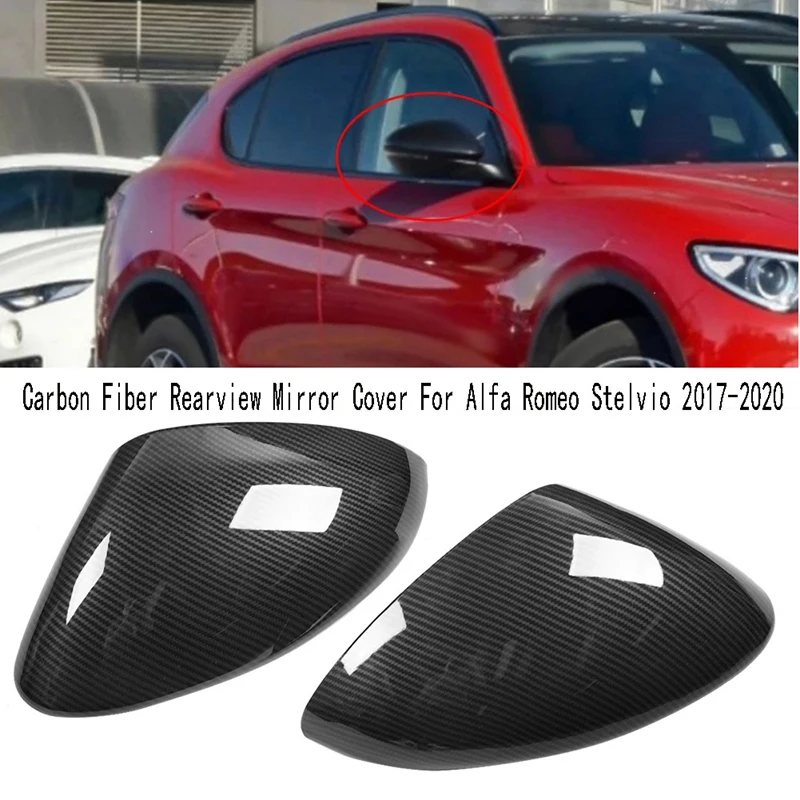 Car Side Rearview Mirror Housing Cap Carbon Fiber Rearview Mirror Cover For Alfa Romeo Stelvio 2017 2018 2019 2020