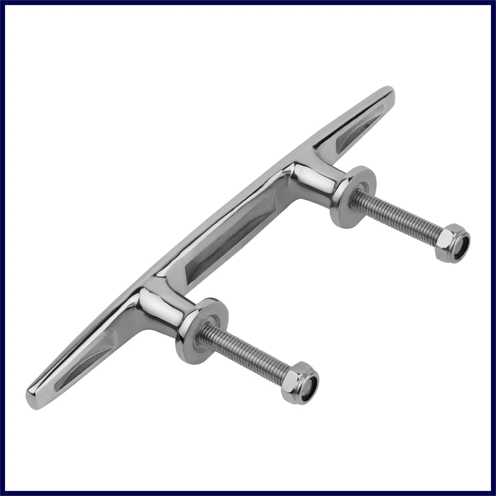 

6/8/10 inch 316 Stainless Steel Heavy Duty Stud Mount Flat Top Cleat for Boat Dock Open Cleats Marine Accessories