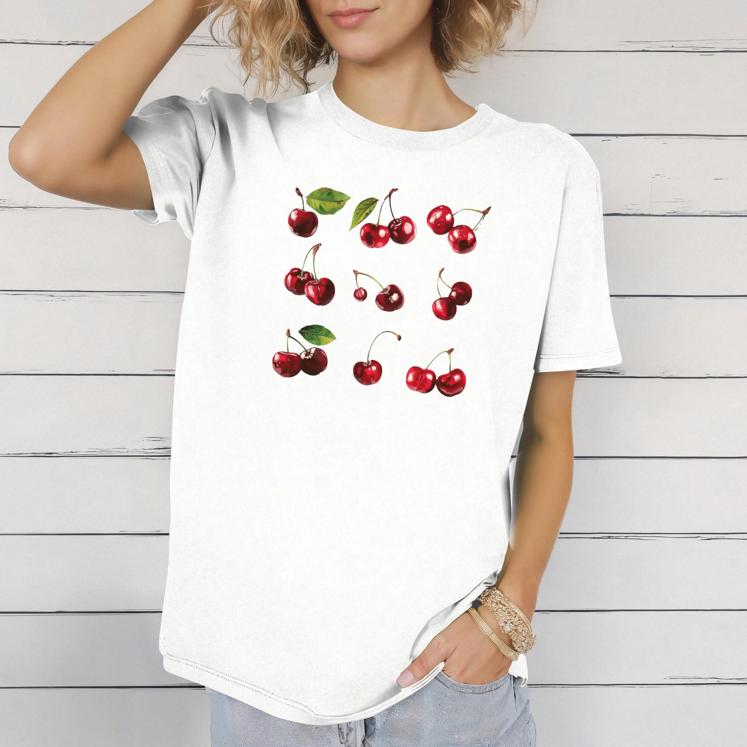 

Cherries T Shirt Cherry Food Tropical Fruit Clothing Foodie Vintage Tee