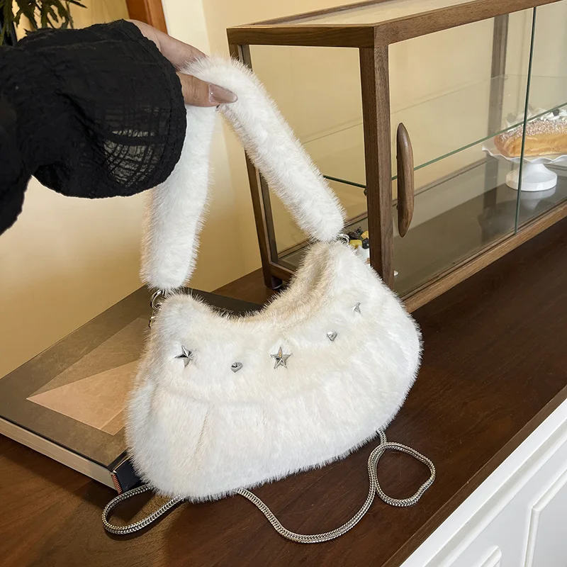 

Winter Plush Crossbody Bags for Women Shoulder Bags Minimalist Purse and Handbags Designer Bag Сумка Женская Bolsos Mujer Sac