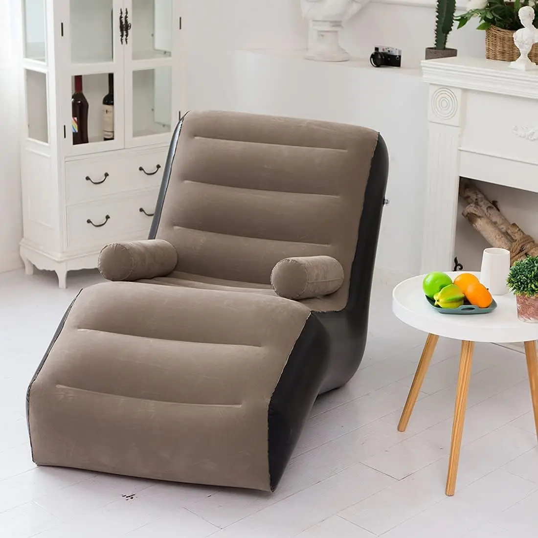Folding Lazy Sofa,Inflatable Lounge Chair Thickened Durable Folds,Compactly Gaming Lounger Air Bench for Leisure Bed Sleeping image 5