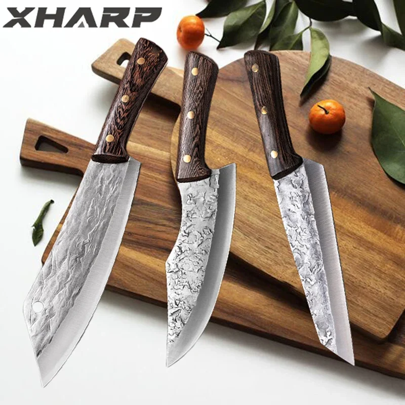 Forged Skinning Knife Stainless Manganese Steel Slaughtering Cattle & Sheep Segmentation Knife Eviscerate Meat Cutting Knife