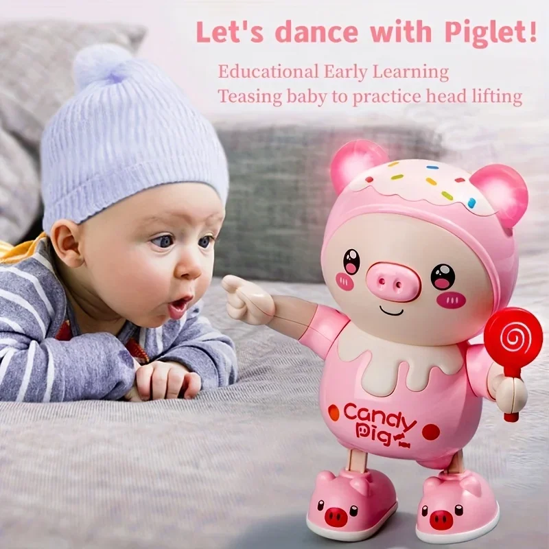 Cerdito eléctrico con luz musical para niños, juguete de cerdo para caminar, muñeca educativa inteligente para edades tempranas