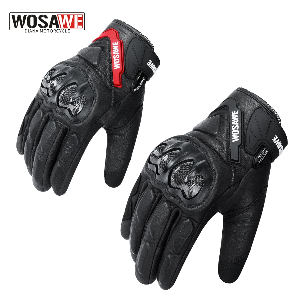 

WOSAWE Men Black Motorcycle Gloves Women Long Full Finger Scooter Electric Bike Glove Cycling Racing Motocross Luvas