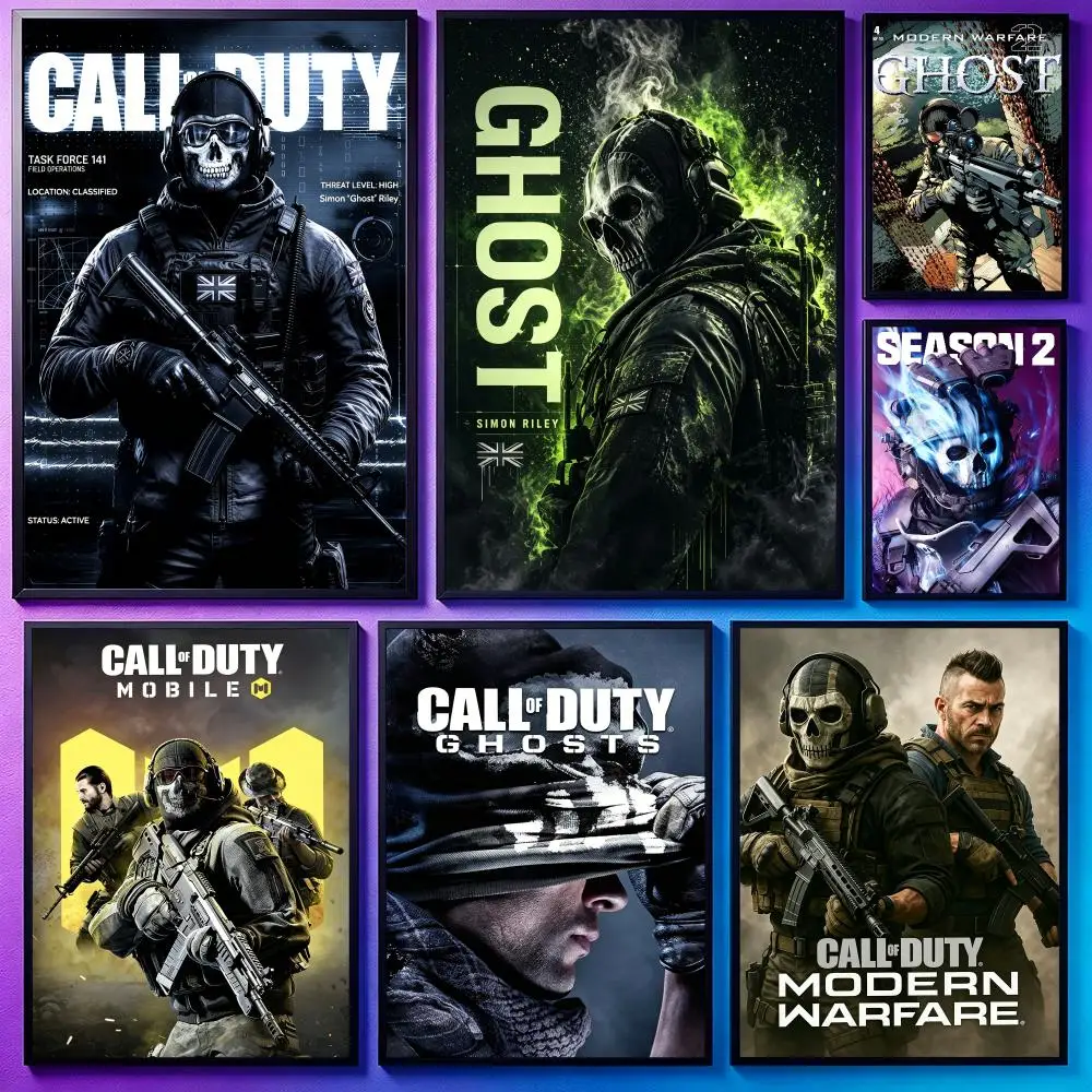 Game Call of Duty GhostS Poster Poster Sci Fi Cyberpunk HD Self Adhesive Wall Print Futuristic Home Game Room Decor Gift