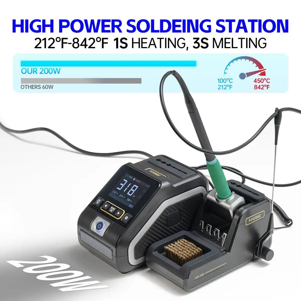 Precision Digital Soldering Station with Temperature Value & Curve Modes 360° Adjustable Helping Hands Kit