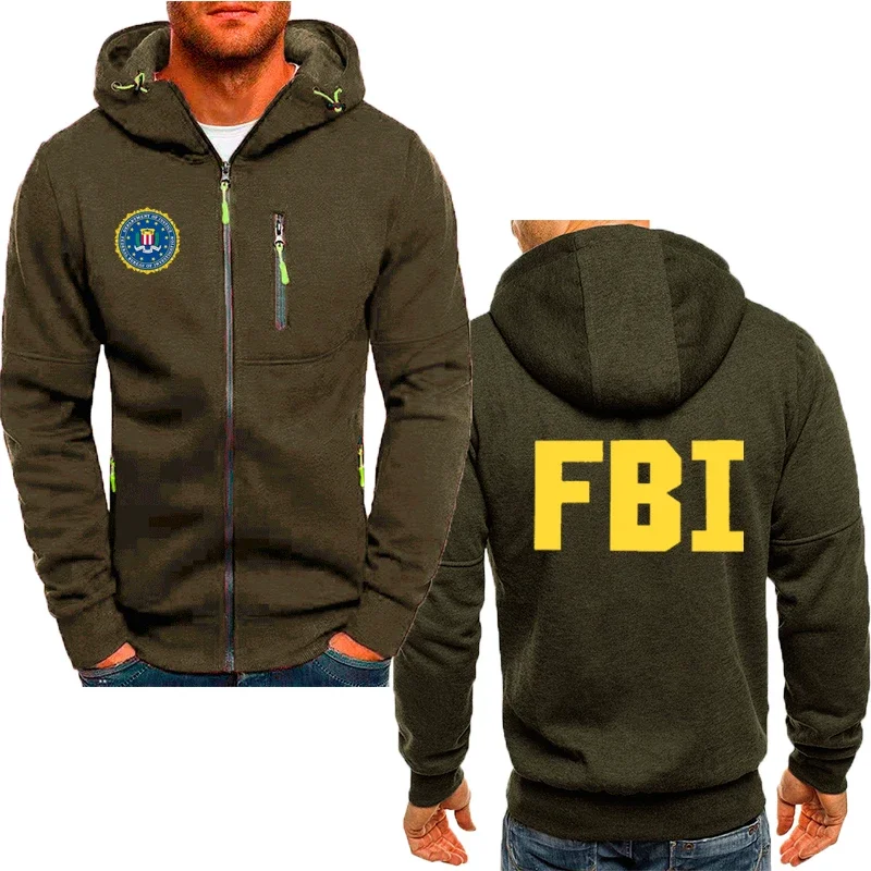 Chaqueta de algodón con estampado del FBI para hombre, Sudadera con capucha para deportes al aire libre, top de marca informal a la moda, alta calidad, Primavera, novedad de 2024