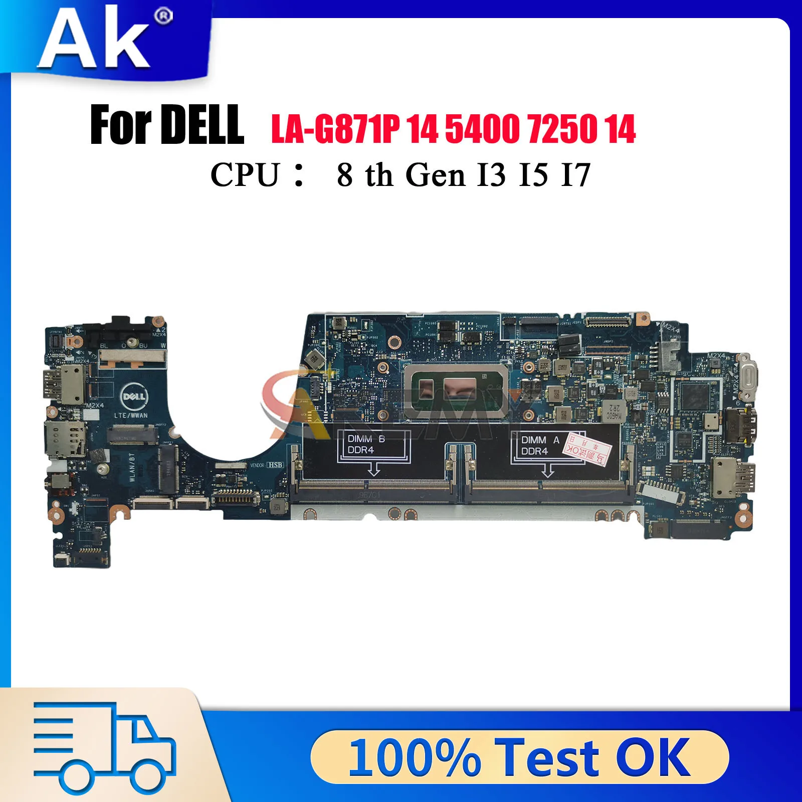 

LA-G871P Mainboard For Dell Latitude 7400 with I5 I7 CPU 0FHPJ8 0WRHWP 0M2JD3 0WYXPY 100% Fully Tested