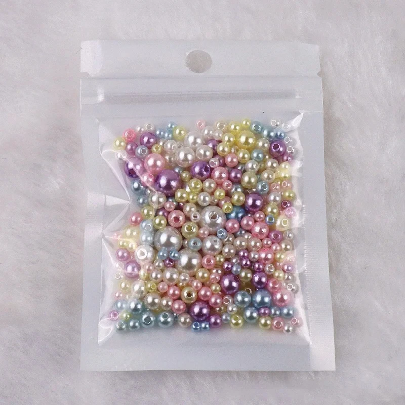 144Pcs Colorful Imitation Pearl Beads With Hole 3-8mm Round Resin Pearl Ball Beads Spacer Loose Beads for DIY Jewelry Craft Make