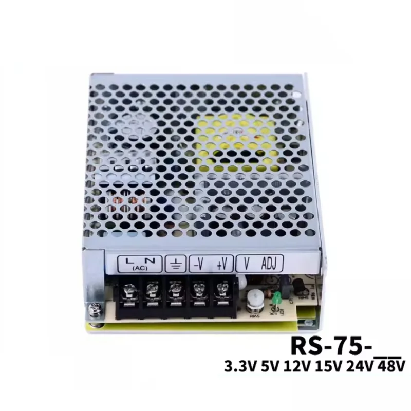

Mean Well RS-75 Series RS-75-3.3 RS-75-5 RS-75-12 RS-75-15 RS-75-24 RS-75-48 75W Regulated NES Transformer S-50