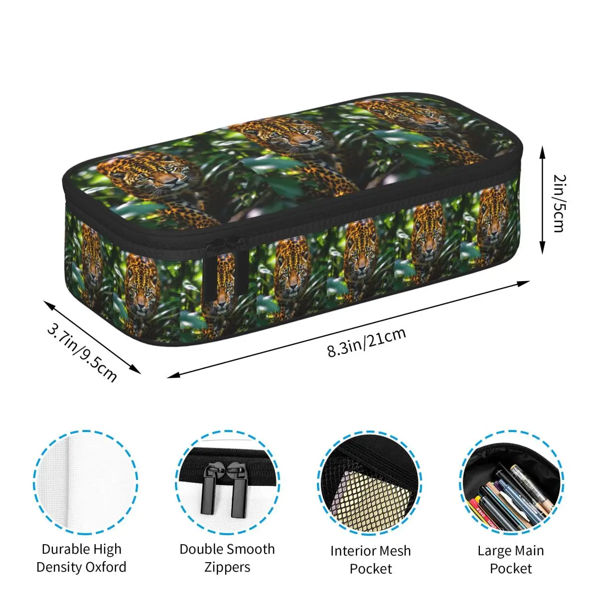 Leopard Face Print Pencil Cases for Student Pen Box Pencil Bag Large Storage Pencil Pouch Pen Holder