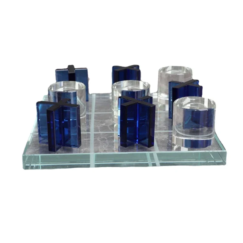 Game Chess Board Blue And  White Impression Plate Set