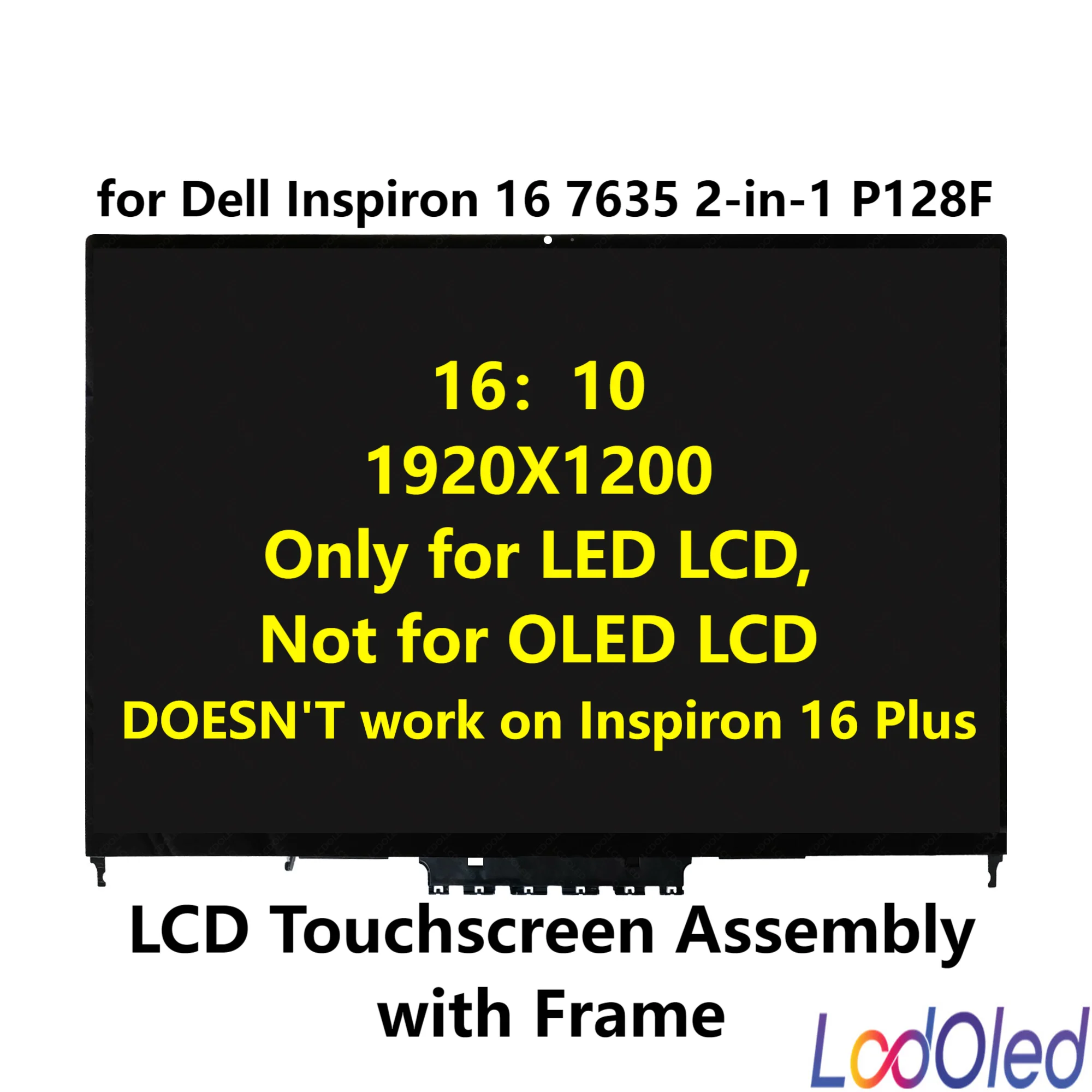 montagem digitalizador lcd touchscreen display com frame 160 dell inspiron 16 7635 em p128f wuxga 1920x1200 30 pinos 01