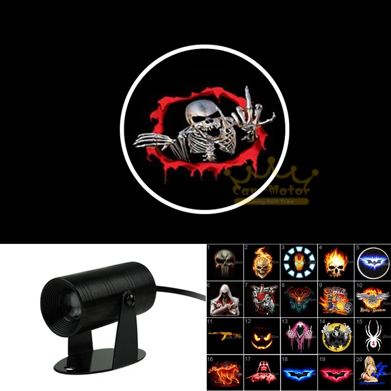 

1x Horrible Skeleton Skull Laser Projector LED Logo Motorcycle Ghost Spotlight Shadow Logo Light