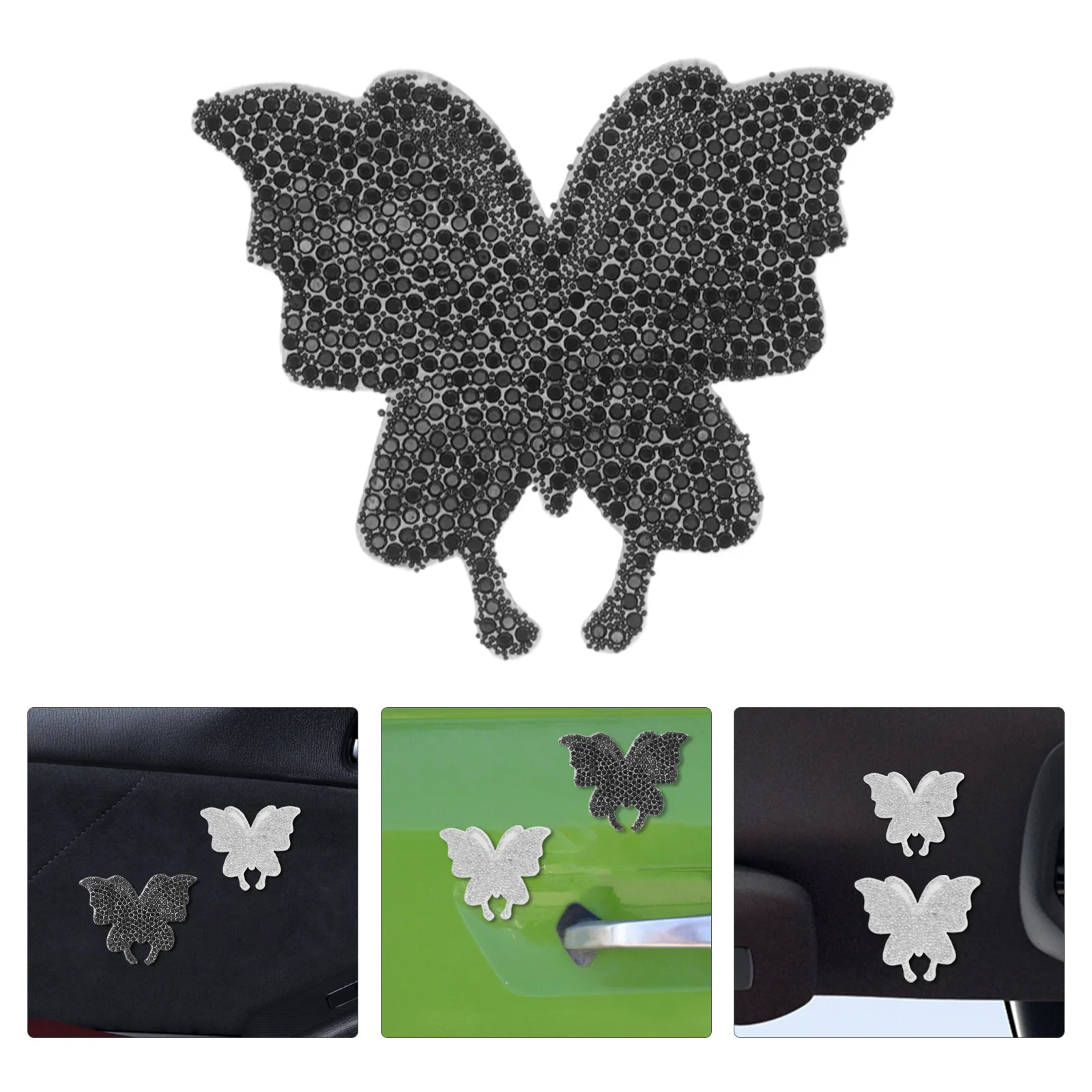 

16Pcs Butterfly Rhinestone Car Stickers Bling Glitter Self-Adhesive Decals White Black for Car Interior Exterior Bumper Window