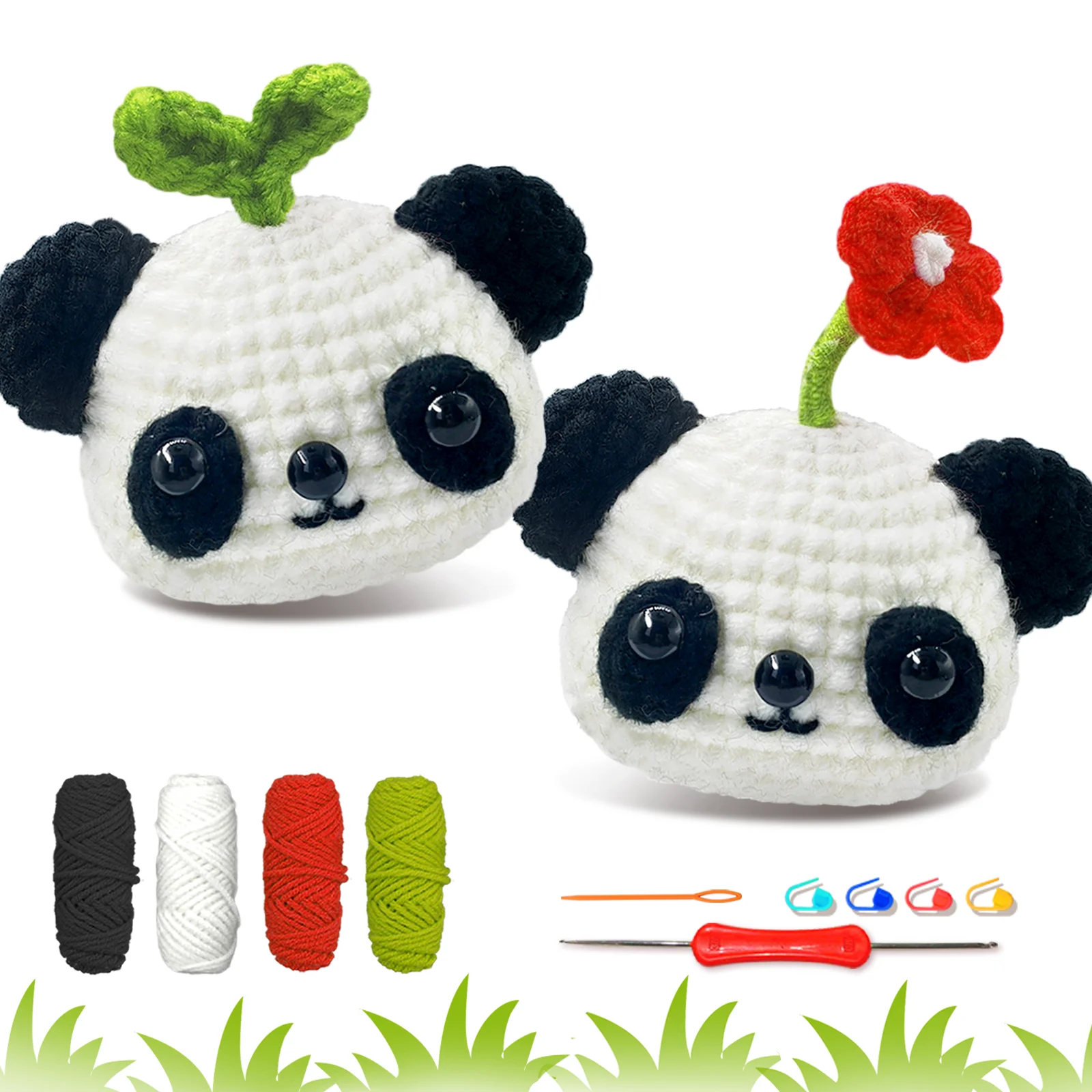 YAMAXIN 2-teiliges Häkelnadel-DIY-Set, anfängerfreundliches Bastelwerkzeug-Set mit Panda-Motiv für Anfänger, einfaches Kunst- und Handwerkstricken