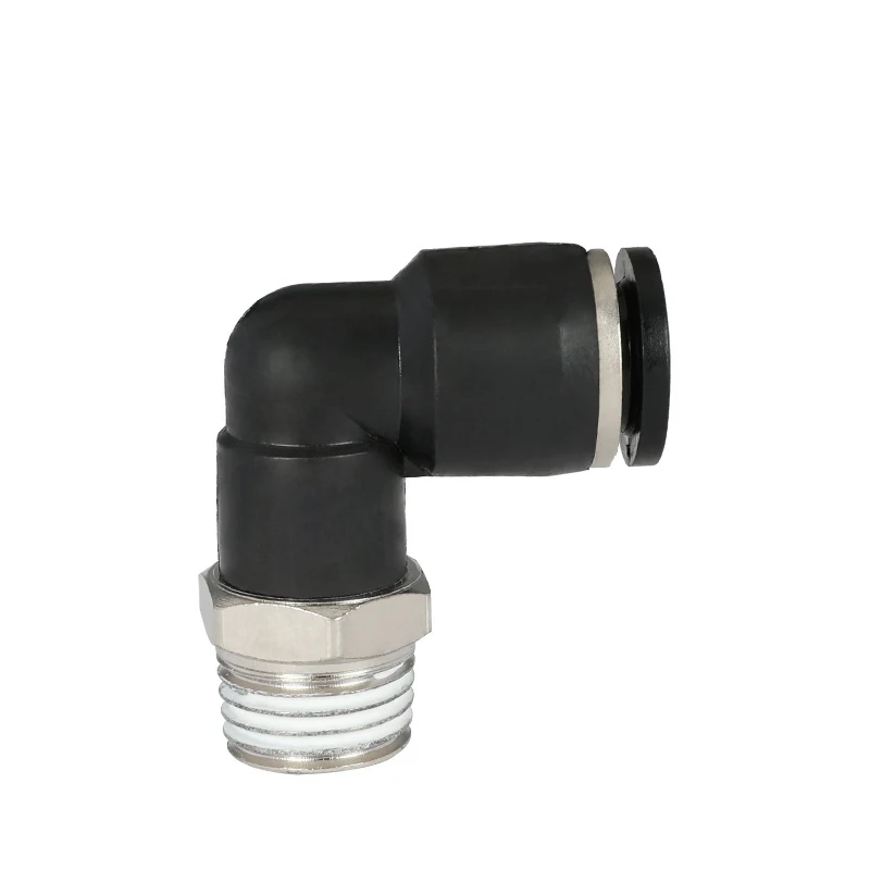 Air Pipe Hose Fitting Pneumatic Fitting Black PL Elbow Adaptor Thread Quick Connector BSPT Threads