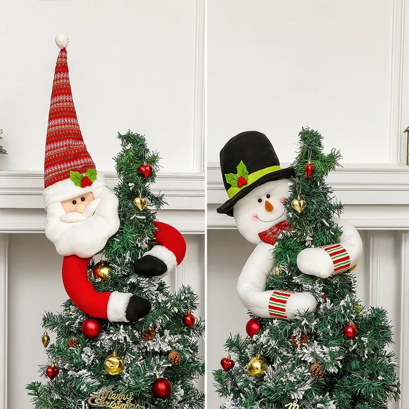 

Long Arm Santa Claus Lovely Snowman Christmas Tree Topper Window Decoration Festive Props Easy to Install Toy Gift