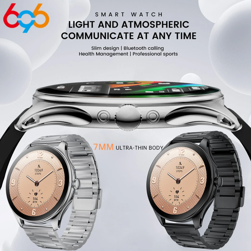 

AMOLED Screen Bracelet Blue Tooth Call Smartwatch Women Health Monitor Music Sports Smart Watches Lady Waterproof Calculator