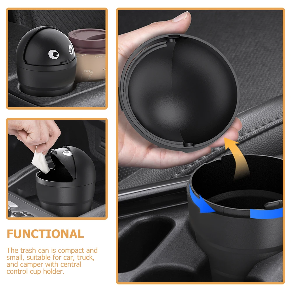 

2pcs Car Trash Can Small Garbage Bin Cup Holder Container With Lid For Car Truck Camper Office Desktop Use Auto Accessories