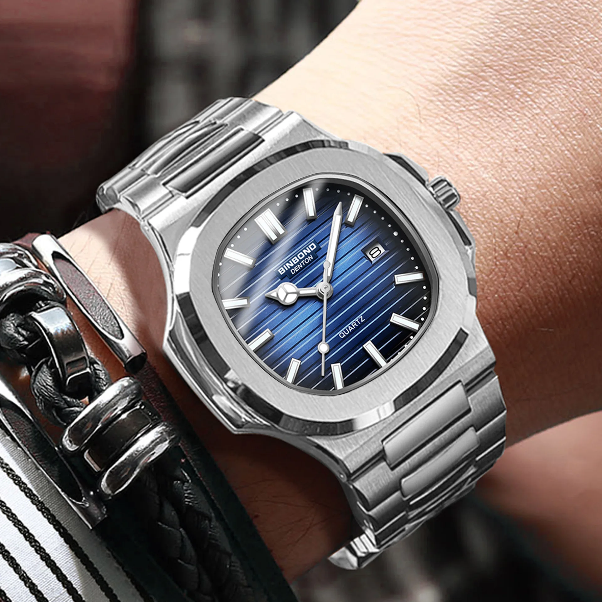 UTHAI CQ249 Luxury men's quartz Watch waterproof ultra-thin watch stainless steel Man watch clock sport Relo watches for man