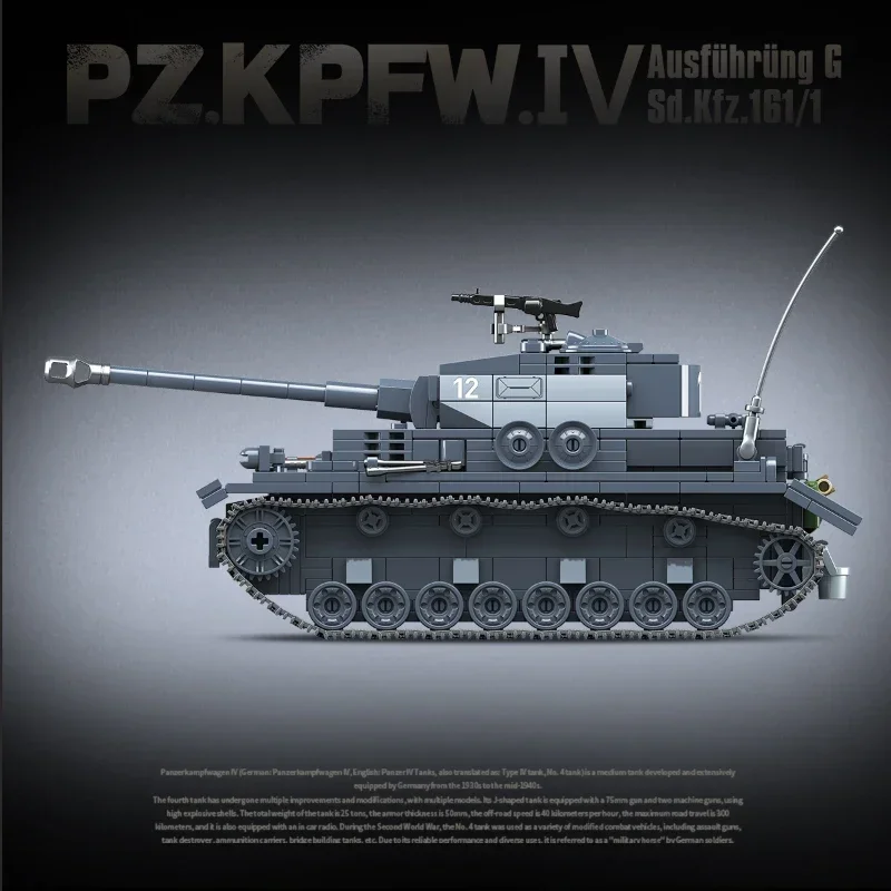 Klasyczny Model wojskowe z serii WW2 Panzerkampfwagen IV Panzer IV Cegły typu G zabawki prezenty