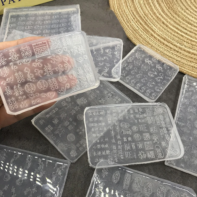 النمط الصيني الرجعية الطوطم فو شخصية محظوظ شيك ثلاثية الأبعاد النقوش سيليكون مسمار ملحق نحت قالب مانيكير لتقوم بها بنفسك UV جل بالتنقيط العفن