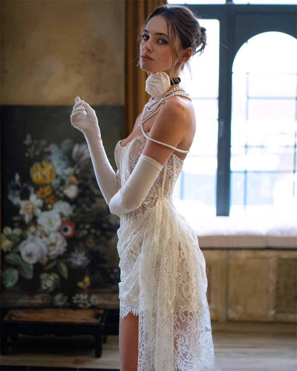 งดงามเกียวโตชุดแต่งงานปิดไหล่ลูกไม้A Ppliquesเปลือกที่ถอดออกได้รถไฟอย่างเป็นทางการวินเทจชุดVestidos Para Grados