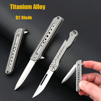 Titanium Alloy Mini Folding Knife D2 Blade With Bottle Opener Sharp EDC Keychain Portable Unboxing Unpacking Express Knife