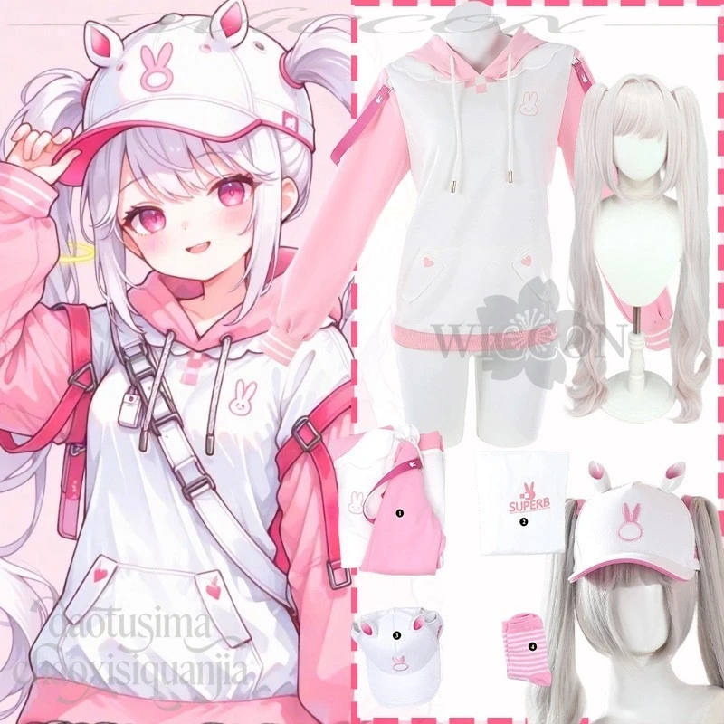 Juego de Anime NIKKE: la diosa de la victoria Cosplay Alice Loli Kawaii conejo rosa lindo conejo Sudadera con capucha peluda coletas gemelas Halloween