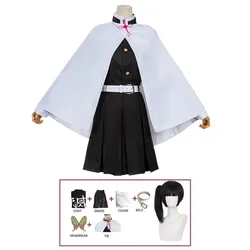 Adult Kids Anime Demon Slayer Kimetsu No Yaiba Woman Kimono Tsuyuri Kanao Cosplay Costume Butterfly Headdress