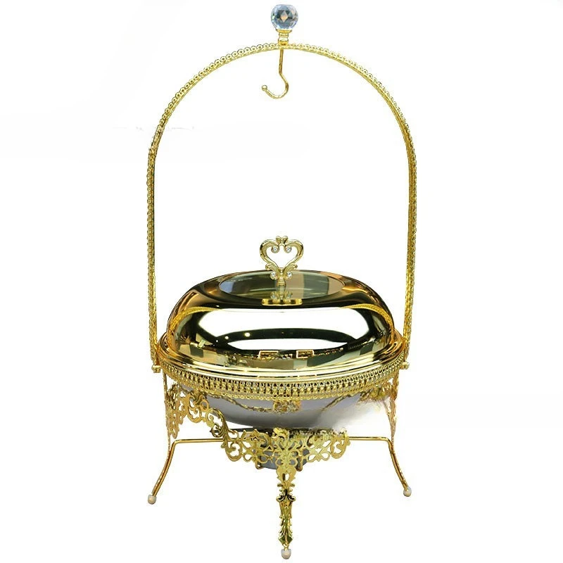 Stainless steel buffet stove hotel insulation alcohol stove high-grade gold hanging lid stove