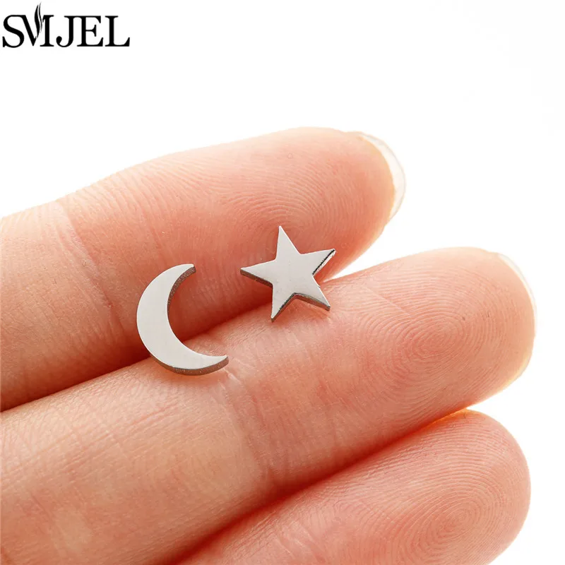 Roestvrij staal mini-oorknopjes Eenvoudige U-vormige oorbellen voor vrouwen Tiny Star Heart Cross Flower Triangle Ear Pierced Oorbellen - afbeelding 1