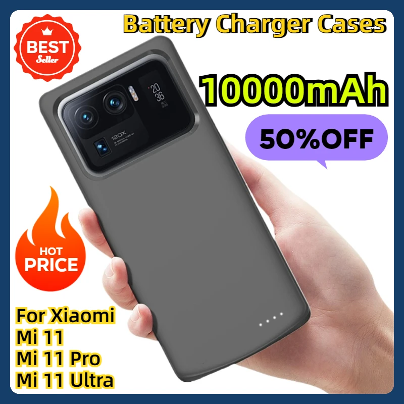 For Xiaomi Mi 11 Pro Power Bank Charging Case for Xiaomi Mi 11 Ultra Portable Power Case 10000mAh External Battery Charger Cases