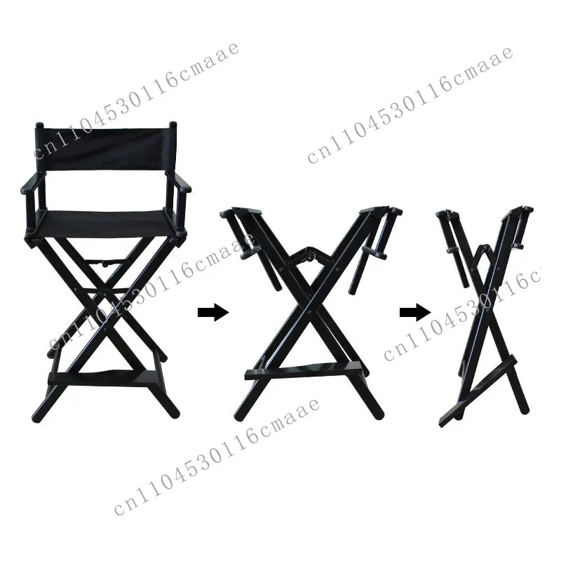 Customizable Logo Portable Tall Folding Directors Chair Foldable Makeup Artist Stool with Headrest for Outdoor Use