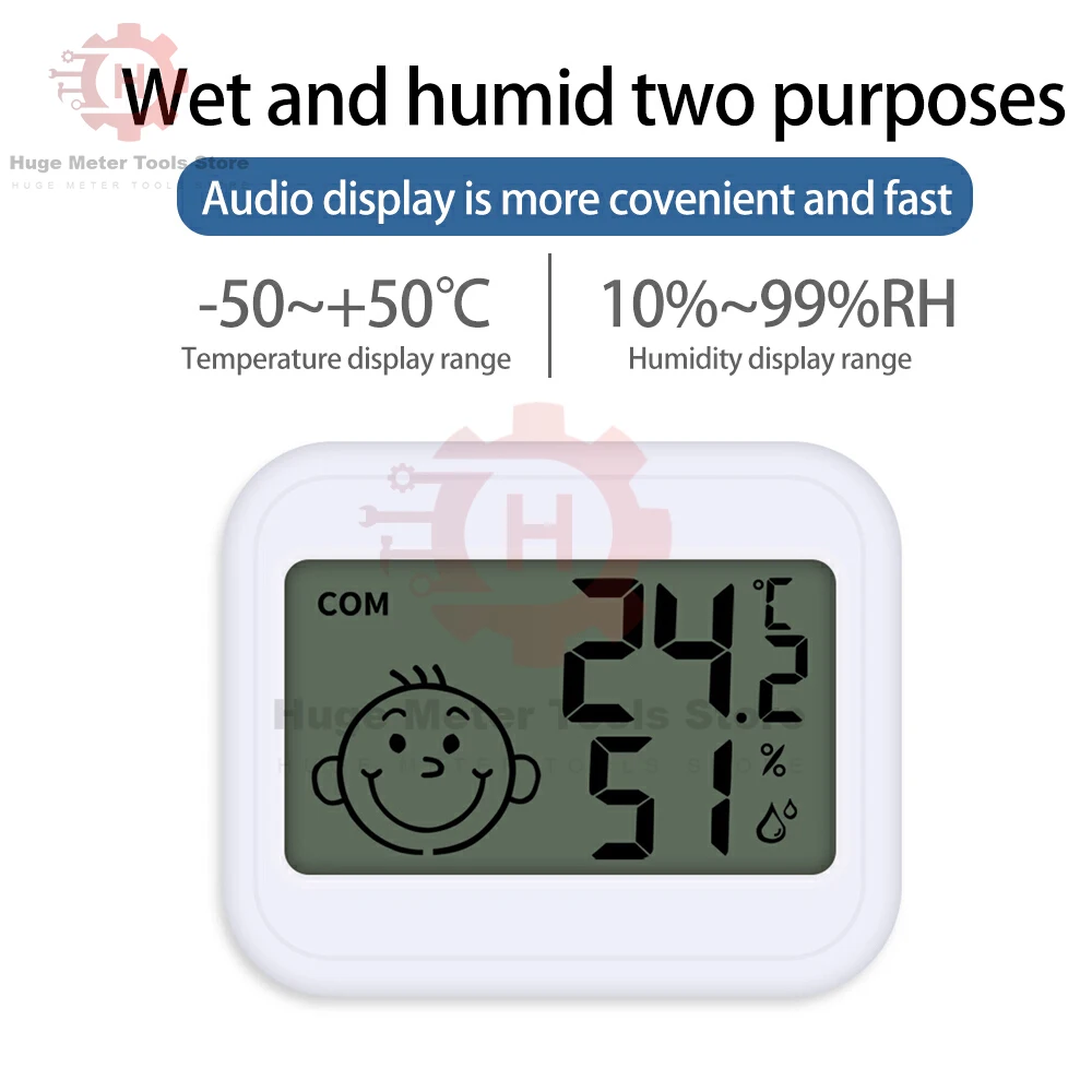 Mini LCD Digital Thermometer Hygrometer Electronic Temperature Humidity Meter Sensor Gauge Weather Station for Home -50~+50℃