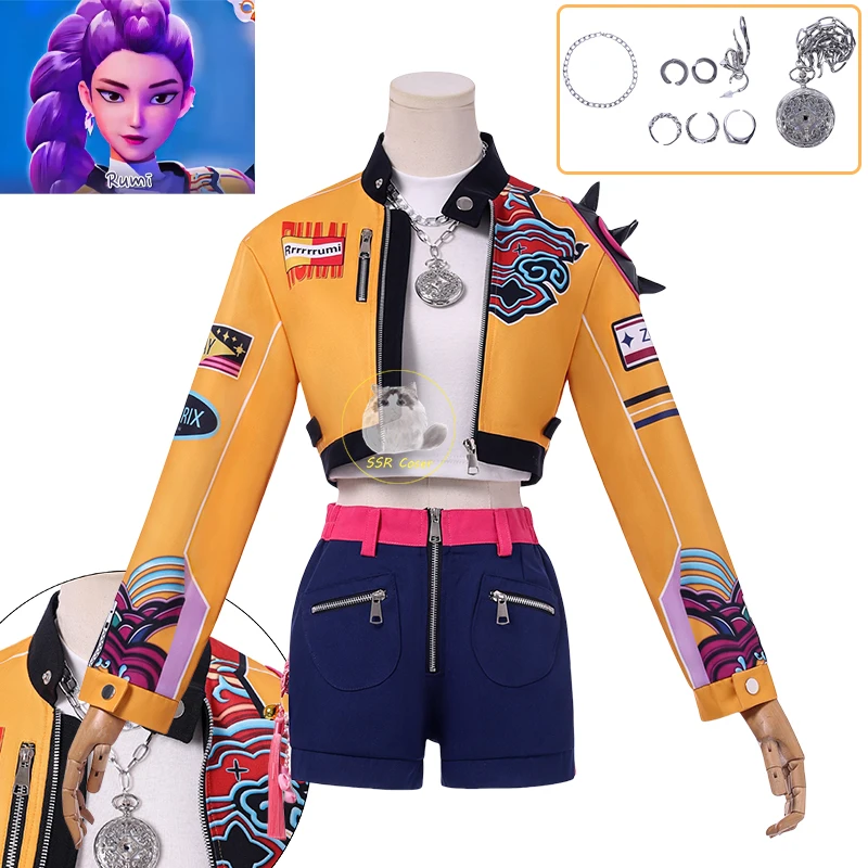 

Аниме Kpop Охотники на демонов Косплей Костюм Руми Косплей Охотница Руми Косплей Униформа Одежда Женский Костюм Идола Униформа на Хэллоуин