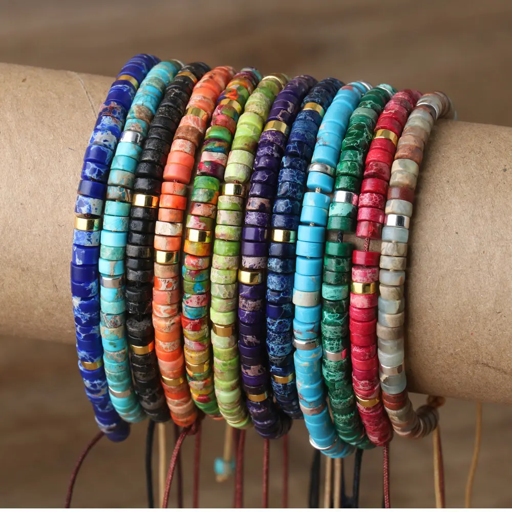 

Beaded Bracelet Adjustable Bohemian Natural Gemstone Woven Cord Spiritual Healing Women's Minimalist Jewelry Gift Hypoallergenic