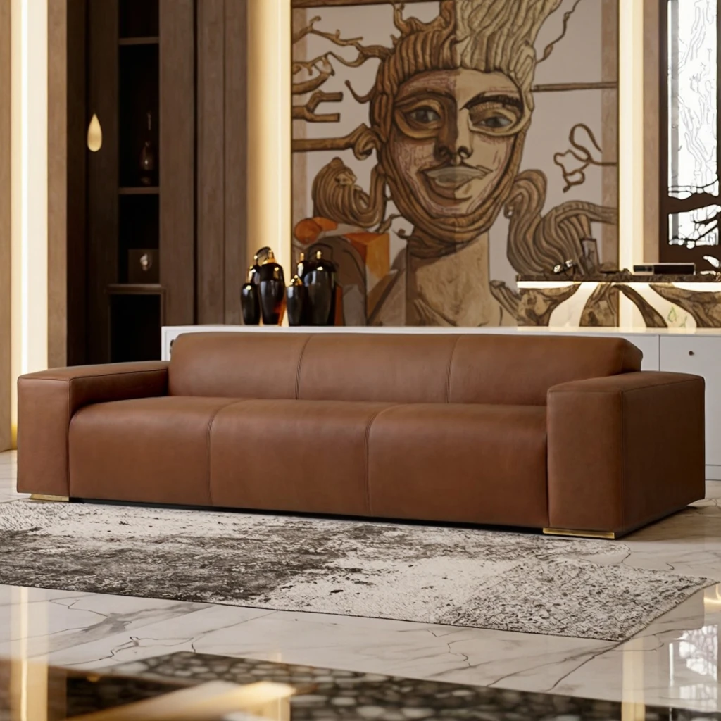 For Transitional Furniture Two-Seater Sofa for Home Living Room Deep Waterfall Seat Fabric Upholstery