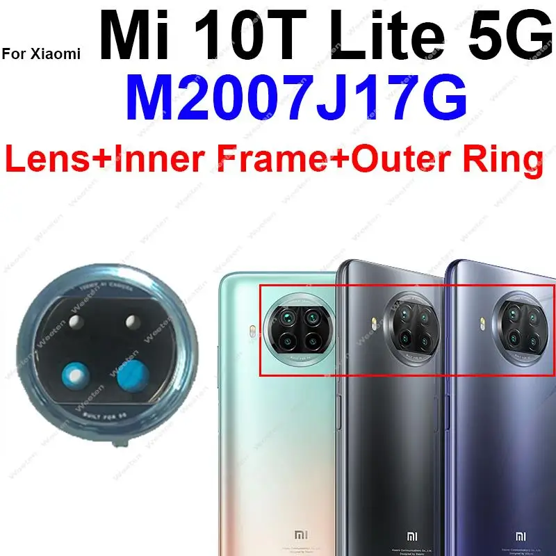 Back Rear Camera Lens Glass Cover Frame For Xiaomi Mi 10T Pro 10T Lite 10i 5G Main Camera Lens Frame Sticker Repair Parts