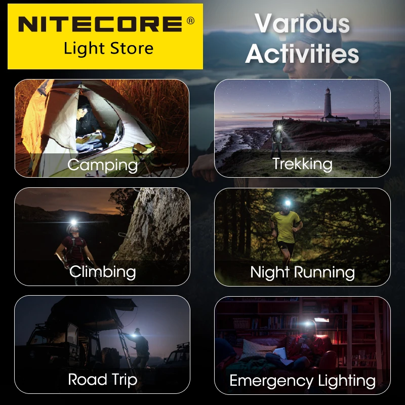 Nitecore-デュアルパワーソースのヘッドランプ,キャンプ,仕事,トレイルの実行,釣りのヘッドライト,ha13,350ルーメン,3x aaaバッテリー