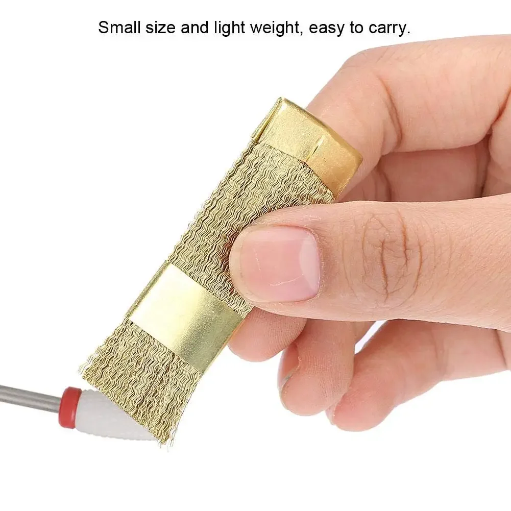 1PCS Nail Drill Art Bit Cleaning Brush Copper Wire Drill Brusher Cleaner Golden Portable For Electric Manicure Drills Accessorie