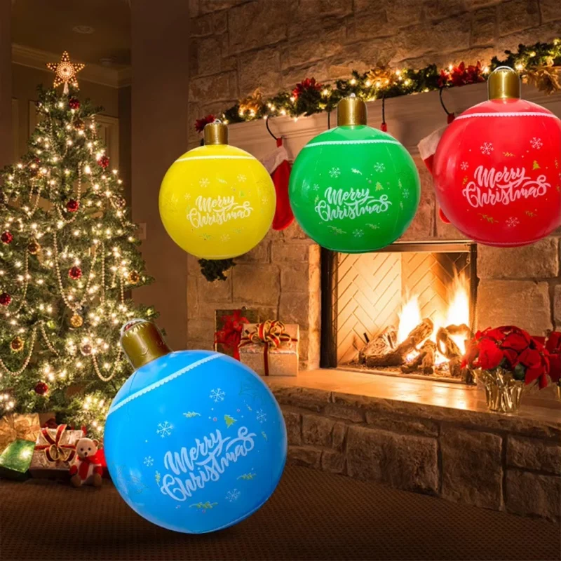 

PVC Inflatable Christmas Ball Garden Decoration Ornaments Ball 60CM Xmas New Years Party Atmosphere Ball Yard Lawn Porch Decor